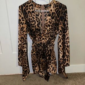 Leopard long sleeve romper